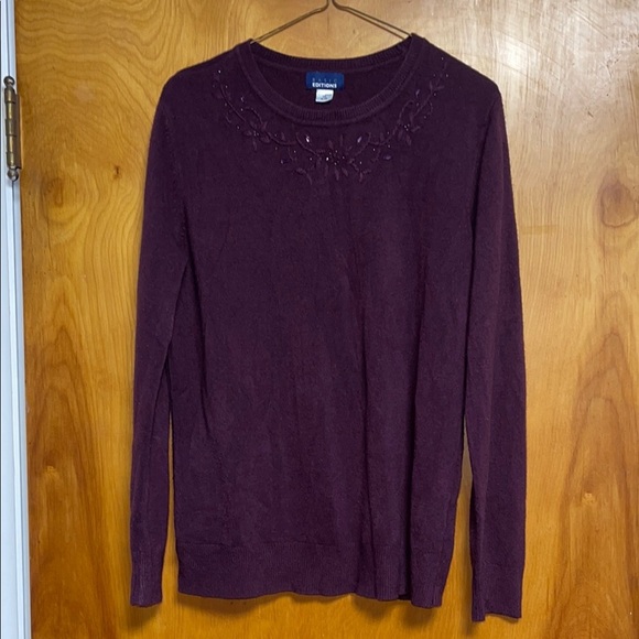 Basic Editions Sweater Embroidered Neckline - Picture 1 of 4